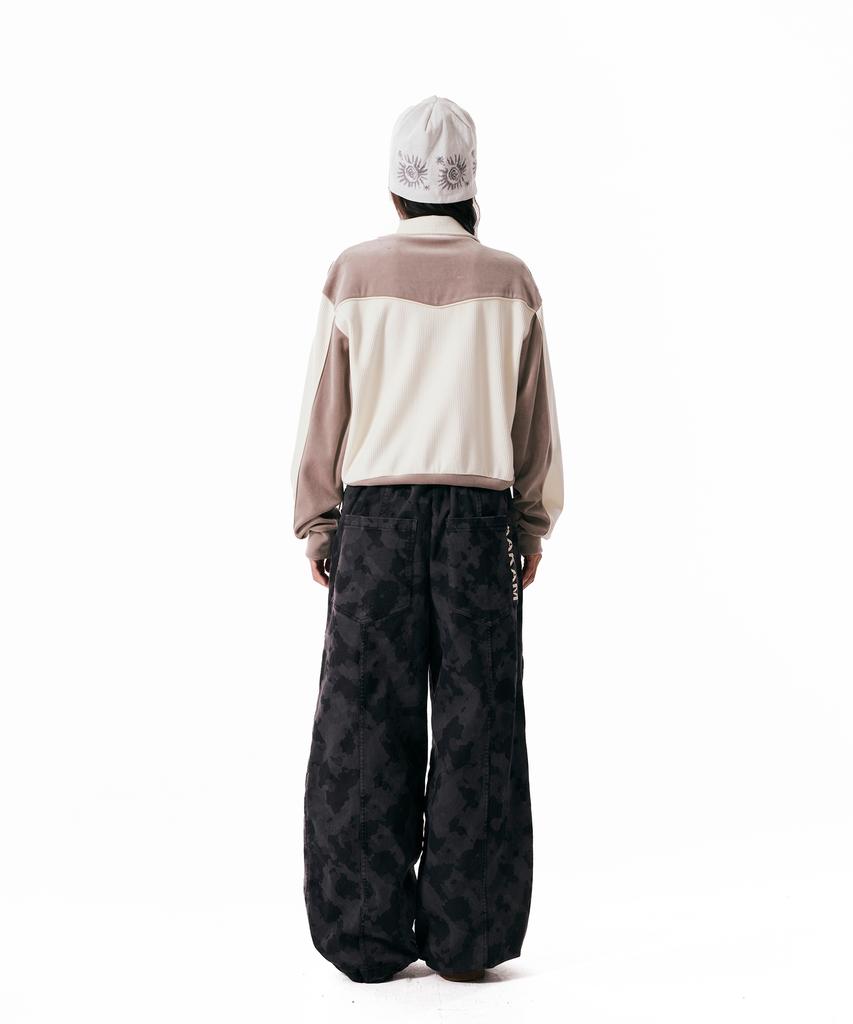 AAKAM Knee Pin-Tuck Camouflage Twill Pants (Black)