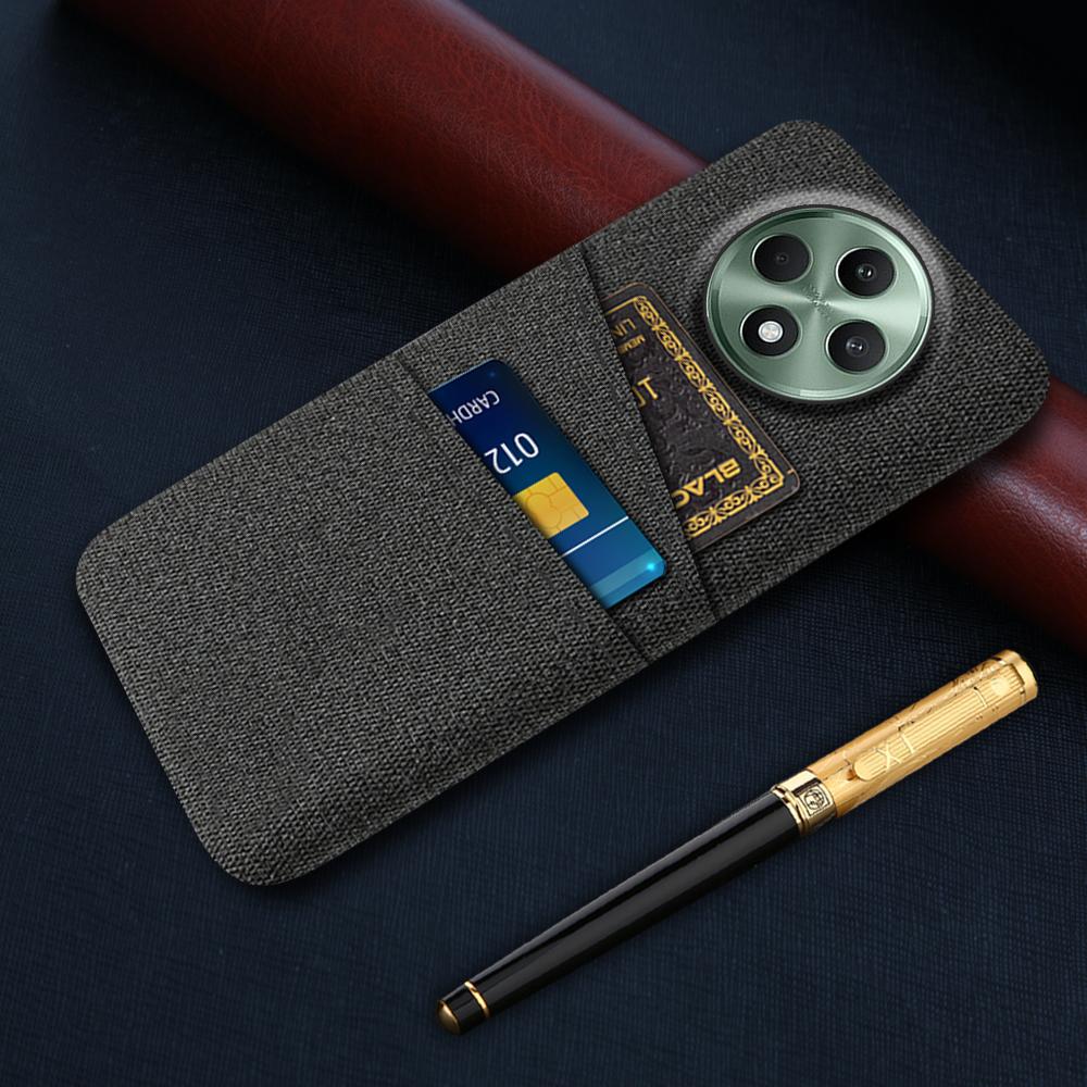 For Oppo Reno12 F 5G Case Cloth+Hard PC Phone Cover with Dual Card Slots