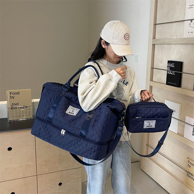 Modna Torba Sportowa na Krótką Podróż, Rhombus, Separacja na Mokre i Suche, Torba na Jogę i Fitness, Duża Pojemność, Torba na Buty Cango, Torba Podróżna