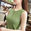Ice Silk Crew Neck Sling Vest for Women's Summer and Korean Version Versatile Sleeveless Inner Knitted Bottoming Shirt and Outer Top for Women