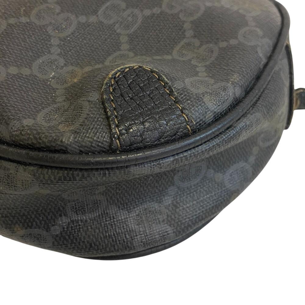 GUCCI 066 Old Gucci pochette Shelly line GG pattern leather Shoulder Bag gray leather Women Used