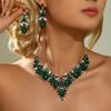 Heavy Industry Super Flash Green Rhinestone Necklace Female Court Style Personality Temperament Dinner Dress Collarbone Chain Earrings 2026