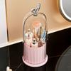 Rotating Makeup Brush Holder Dustproof Makeup Brush Organizer with Sliding Door Cosmetic Tools Beauty Brushes Holder for Vanity Table Bathroom