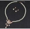 New Fashion personality flower Imitation Pearl Wedding Necklace Earring Set Bridal For Women Elegant Rhinestone Jewelry Gift