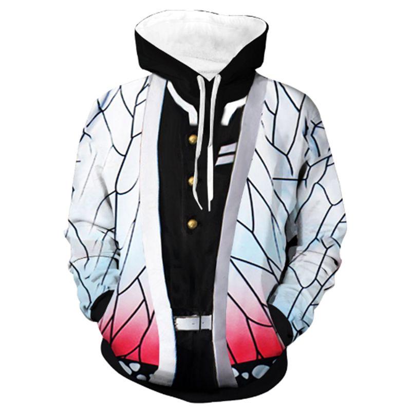 

Slayerkimetsu Demon No Yaiba 3D Толстовка с капюшоном Свитшот Пуловер Пальто Куртка White Kochou Shinobu Hoodie,M