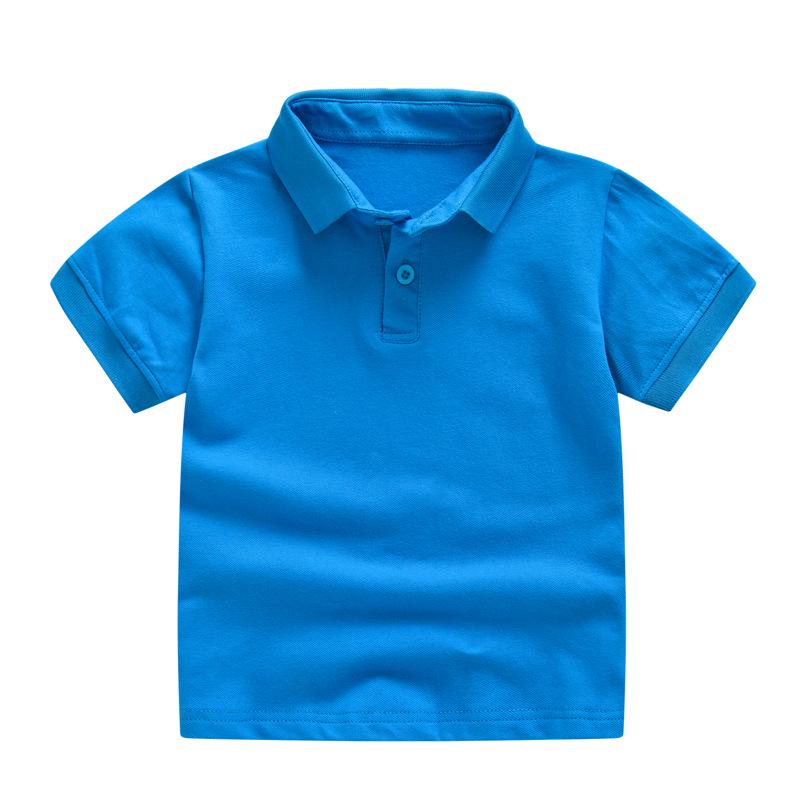 Boys Girls Plain Short Sleeve Polo T Shirt Summer Fashion Collar Top Elementary School Uniform Comfortable Cotton