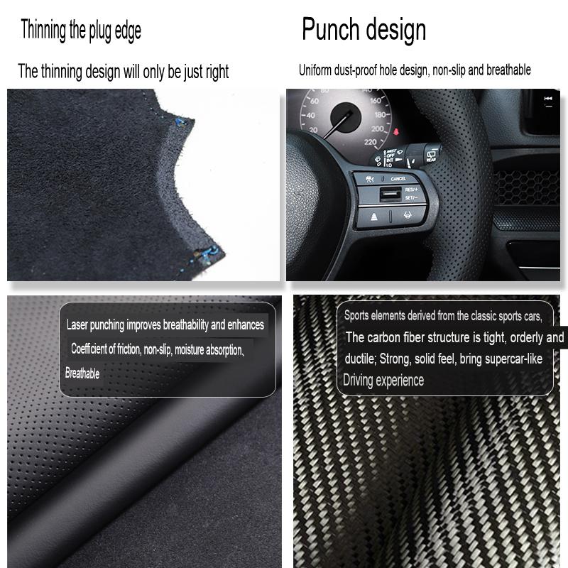 For Toyota Hilux Fortuner 2015 2016 2017-   Car Steering Wheel Cover ized Diy Manual Sewing Microfiber Leather