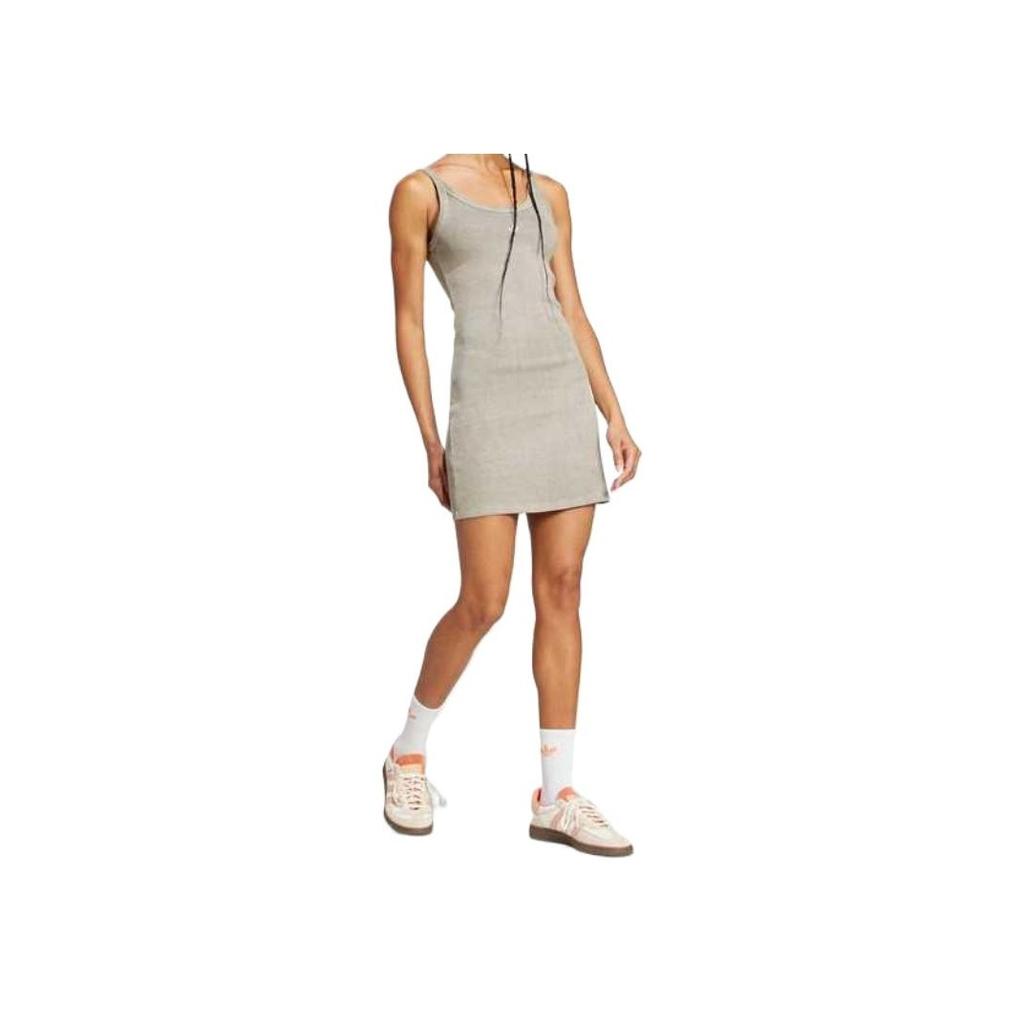 Adidas Originals Sports Lifestyle Series Comfortable Fashionable Simple Solid Color Sleeveless Dress Women Dresses Pebble-Silver-Gray JC7548