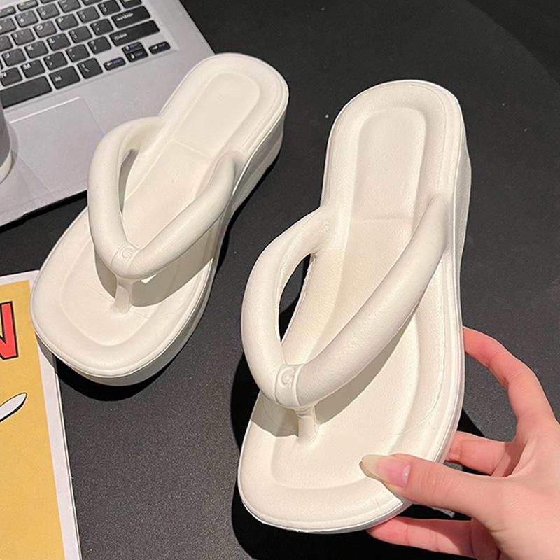

Женские пляжные тапочки Шлепанцы на толстой подошве Туфли на танкетке Сандалии Для девочек Шлепанцы для улицы Нескользящие домашние тапочки Модные шлепанцы 36-37(foot 230mm) белый
