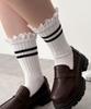 WEGO Lace Line School Sizes White Women's Socks, Gift, 23-25cm,