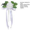 Durable Wedding Car Petals Artificial White Rose Decoration, Door Handle & Rearview Mirror Flower Bouquet Realistic Flowers with Satin Ribbon Bow And