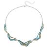 Enamel-colored Geometric Line Petal Stud Earrings and Necklace Set - Fashionable, Irregular Petal Necklace for Ladies