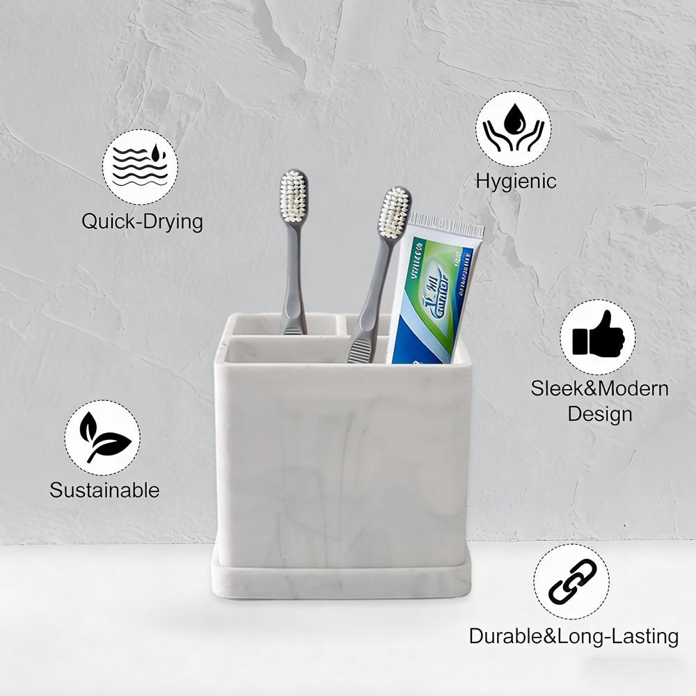 Silicone Bathroom Tray for Toothbrushes & Makeup Storage
