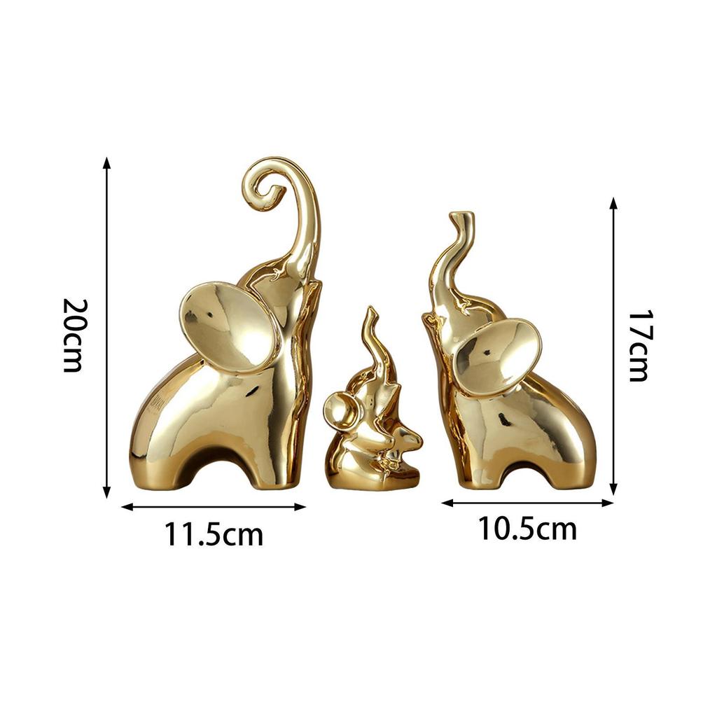 3 szt. Statuetki Słoni Rodzina Słoni Figurki, Nowoczesne Kolekcjonerskie Dekoracje Biurka, Rzeźby Zwierząt na Biurko