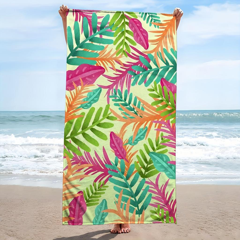 Blattmuster Design Gedrucktes Strandtuch Mikrofaser Extra Großes Strandtuch Super Saugfähiges Badetuch Geeignet für Reisen Schwimmen