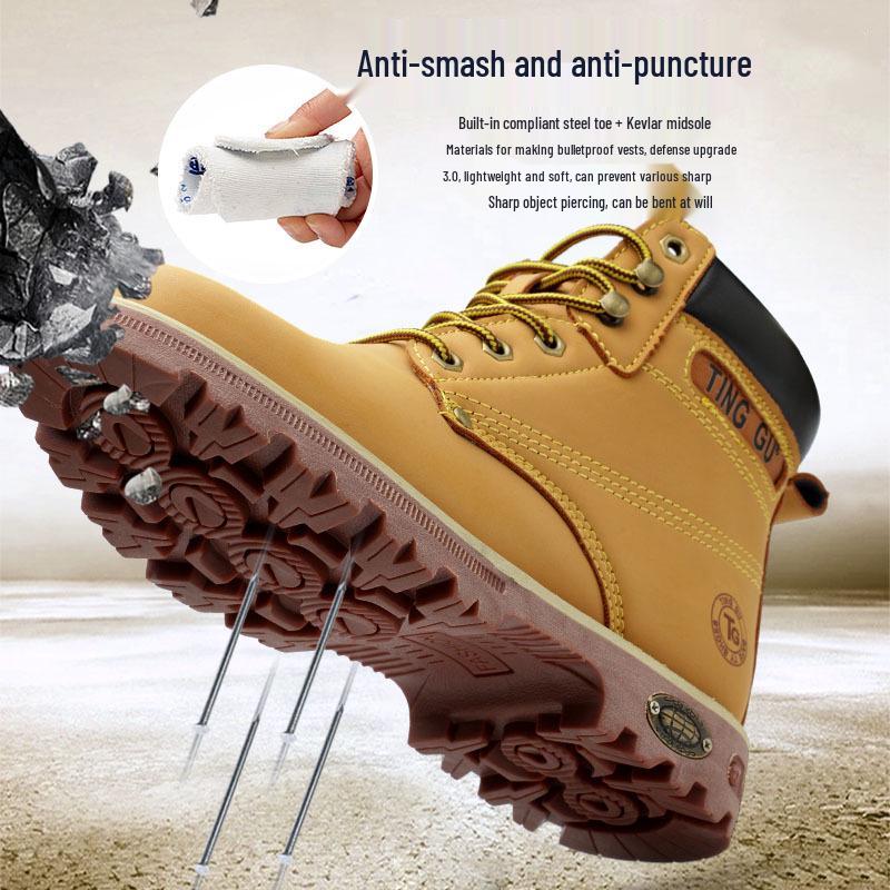 Steel Toe Cap Safety Shoes: Men’s Anti-Smash, Anti-Puncture, Slip-Resistant, Wear-Resistant, Year-Round Protection.