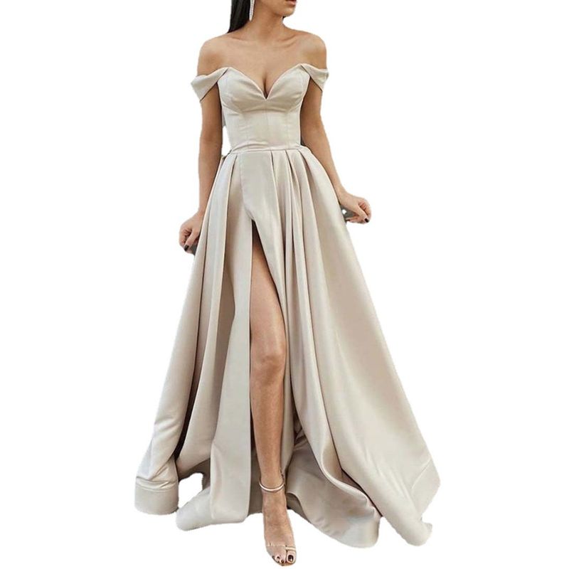Women Sexy Party Evening Dress European and American Women's Clothing Tube Top V Neck Open Back Large Swing Dress