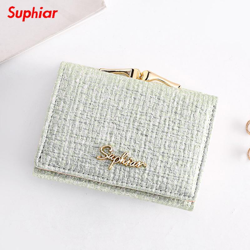 

2024 Симпатичный многофункциональный держатель студенческого билета и кошелек для монет в японском и корейском стиле - стильный женский кошелек тройного сложения зелёный