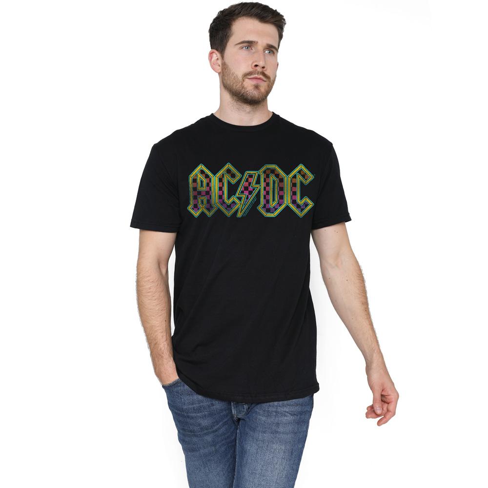 AC/DC Mens Checkerboard Gradient Logo T-Shirt