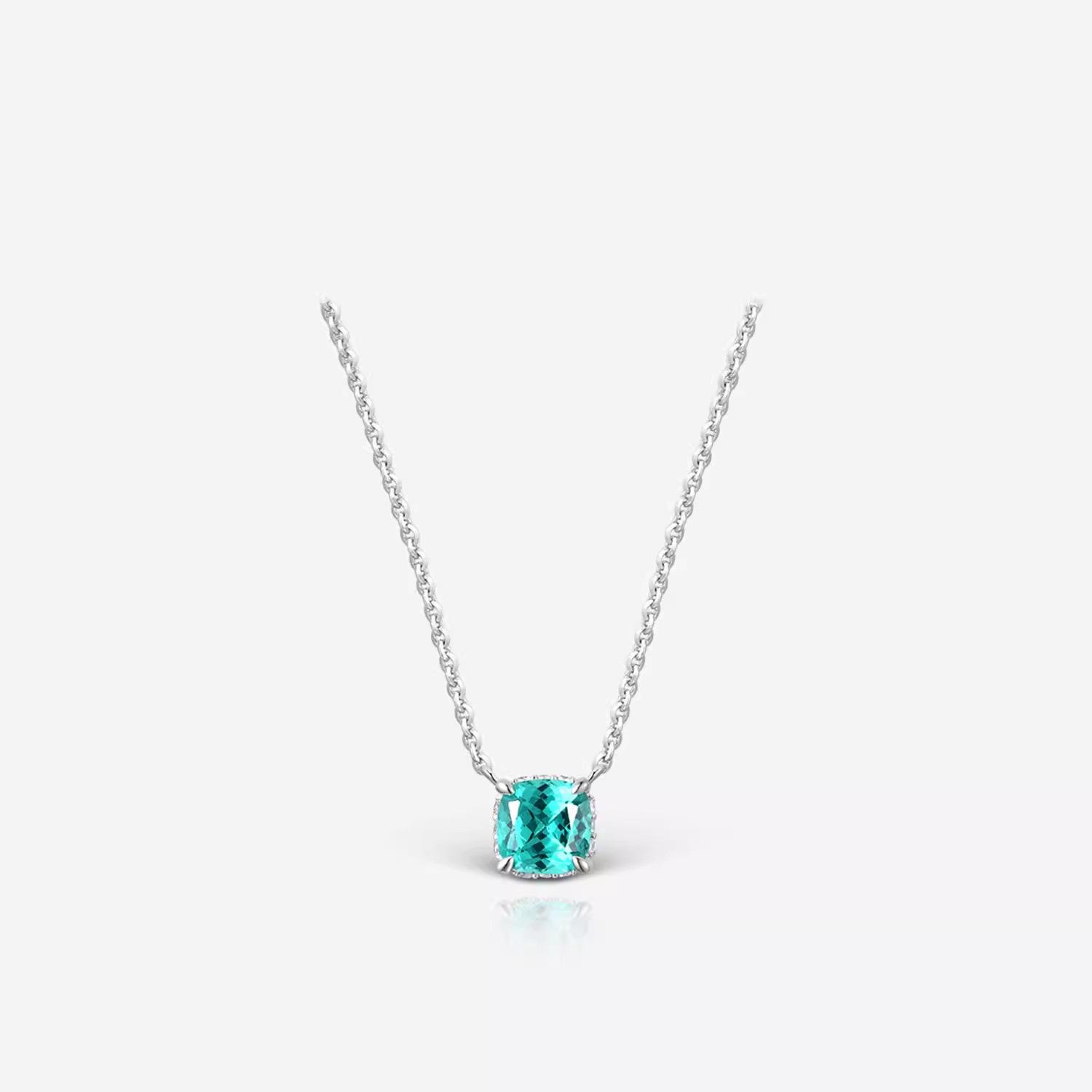 

Four-claw Sugar Cube Set - Paráiba Pendant Necklace, High-Carat Diamond Ring - Women s Party/Birthday Jewelry Set (4 pieces)