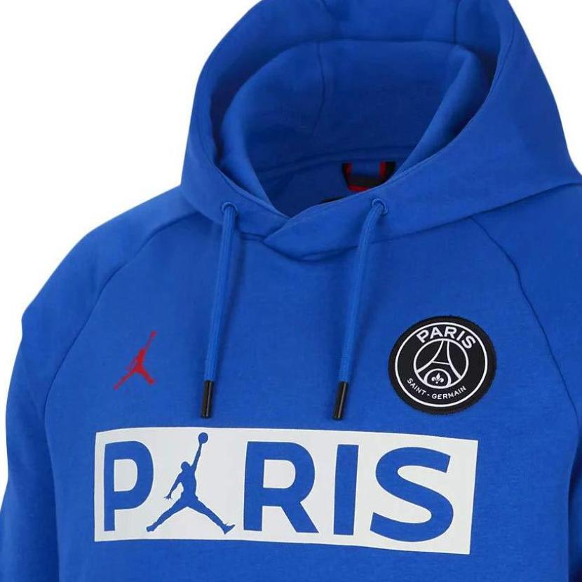 Jordan Paris Saint-Germain Letter Print Pullover Hoodie Men Hoodies Dark-Blue BQ8350-480