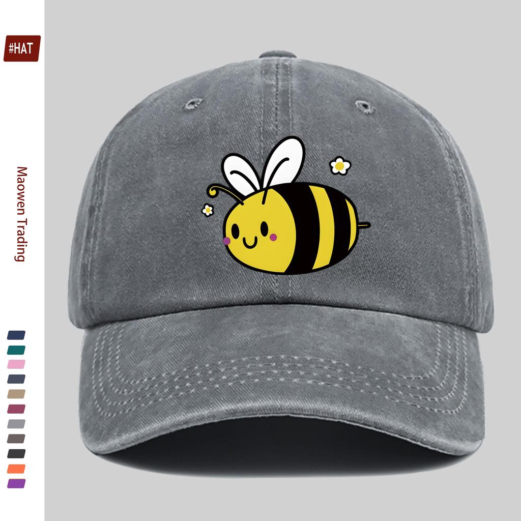 pc Cute Bee Print Baseball Cap Casual Travel Decor Design Sun Hat Comfortable Lightweight MultiColor Pet Hat Available Adj
