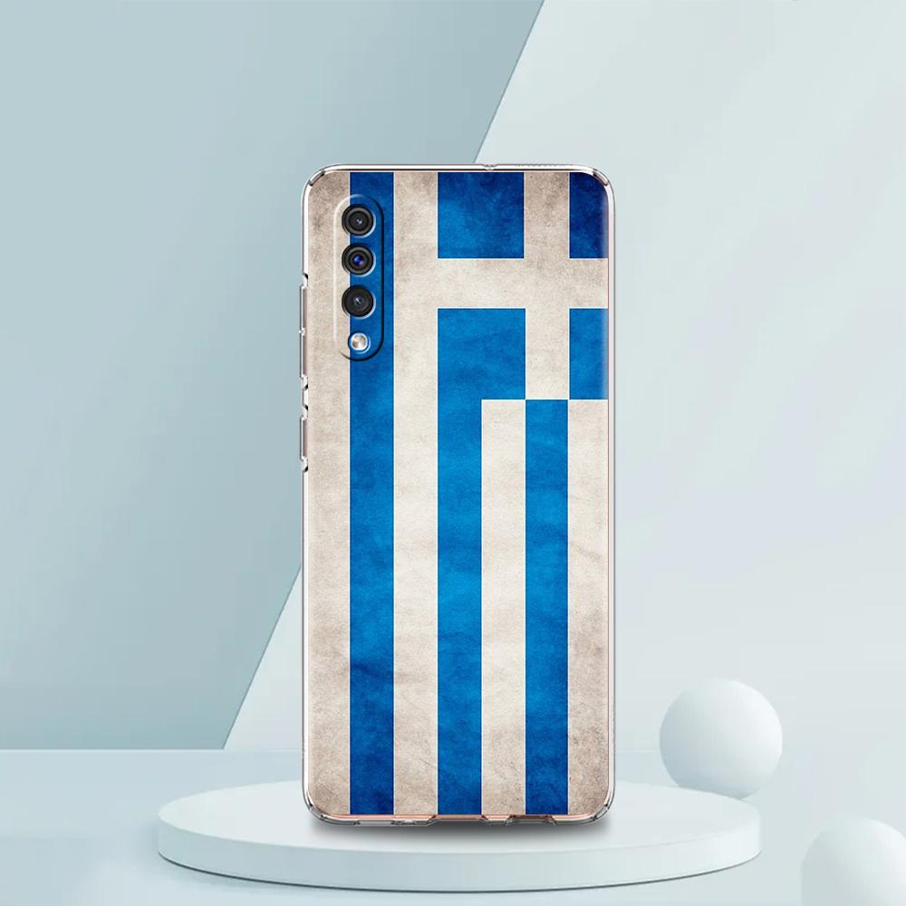 Greece Greek Flag Transparent Phone Case for Samsung Galaxy A16 A14 A12 A22 A24 A42 A02 A06 A50 A70 A20 A30 A40 Soft TPU Cover