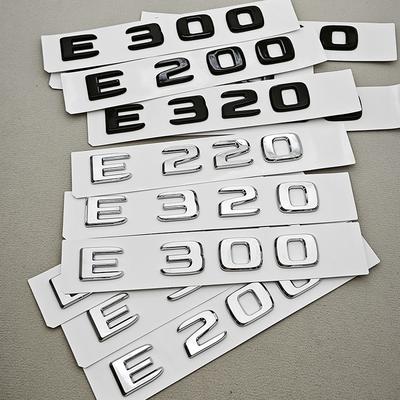3D ABS Black Chrome Car Letters Logo E200 E220 E300 E320 E400 Emblem Rear Trunk Badge Decals For Mercedes Benz W213 W212 W211