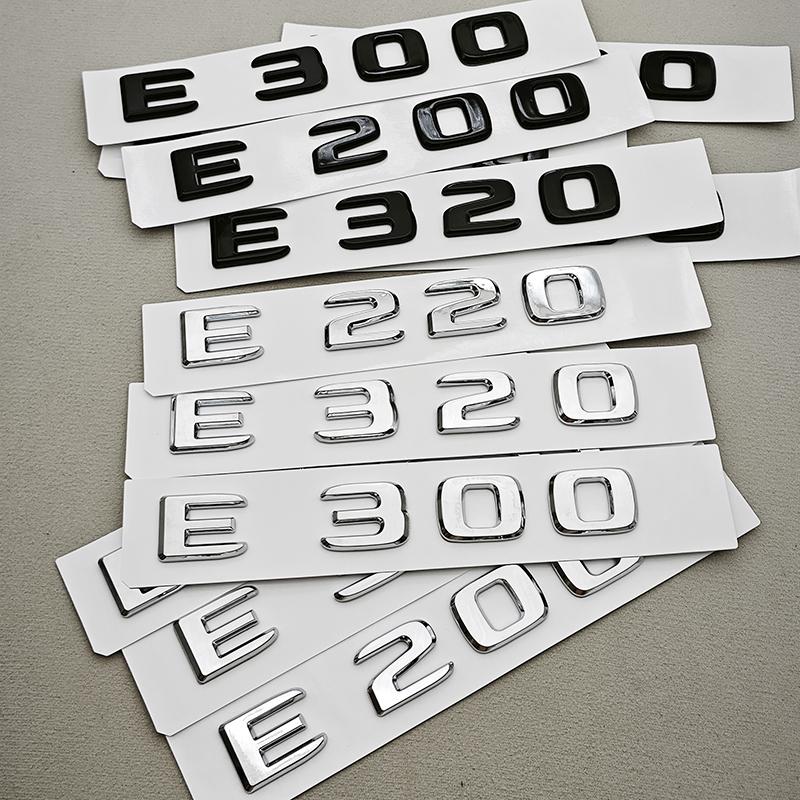 3D ABS Black Chrome Car Letters Logo E200 E220 E300 E320 E400 Emblem Rear Trunk Badge Decals For Mercedes Benz W213 W212 W211