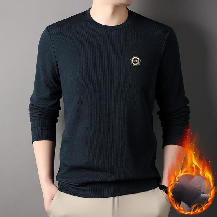 

Зимняя мужская интегрированная флисовая плюс флисовая толстая толстовка с капюшоном, корейская версия, облегающий нижний свитер, вязаная футболка, мужская одежда 175