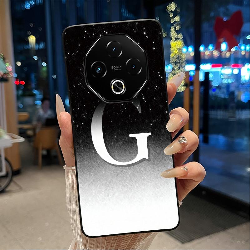 Anti-scratch Phone Case For Umidigi G100 Pro/G100 5G Soft Silicone Black Casing Lucky A-Z Letter With Flower Couple Shell