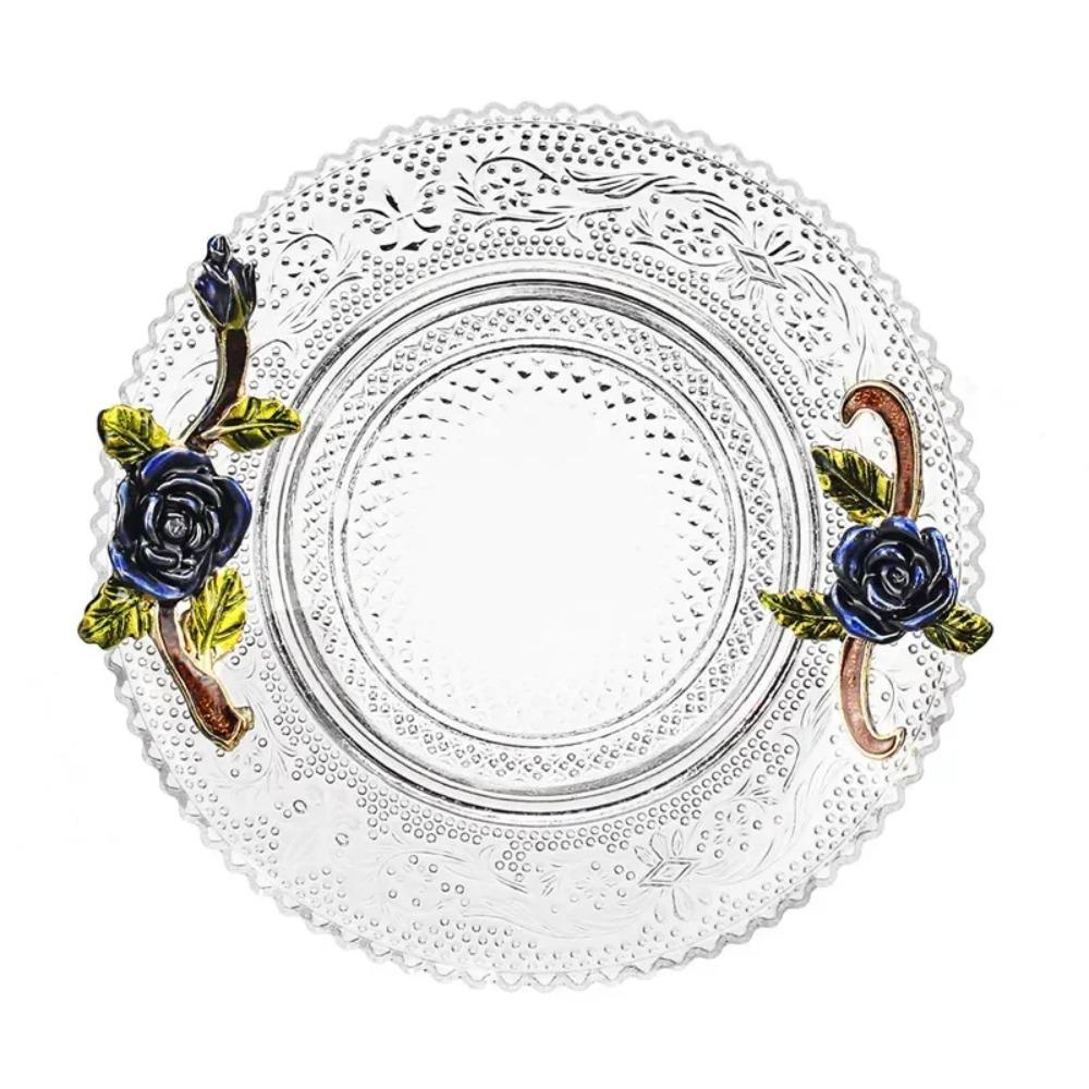 

Beauty Enamel Glass Coffee Tea Mug Blue Roses Heat-Resistant Cup Set with Stainless Steel Spoon Coaster Perfect Wedding Gift 1pcs