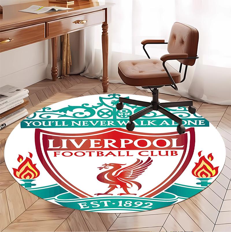 Liverpool F.C Pattern Round Rug, Indoor/Outdoor Mat, for Picnic, Gameroom, Bedroom, Office, Living Room, Home Decor Carpet, Birthday Gift