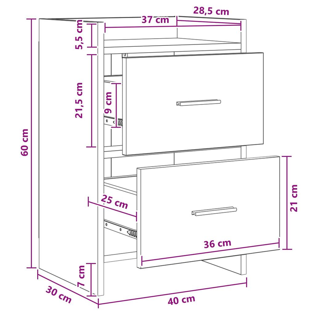 Nightstand Reclaimed Wood Look 40 x 30 x 60 cm Particleboard