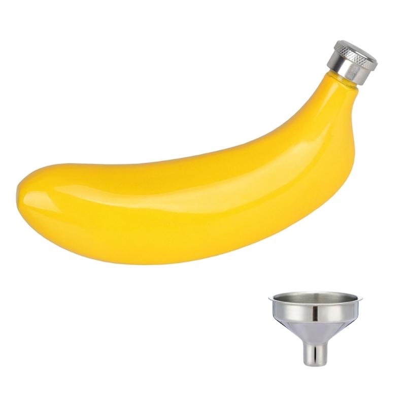 Food Grade 304 Stainless Steel 5oz Banana Designs Flask Pocket Bottle Drink Container for Portable Beverage Use