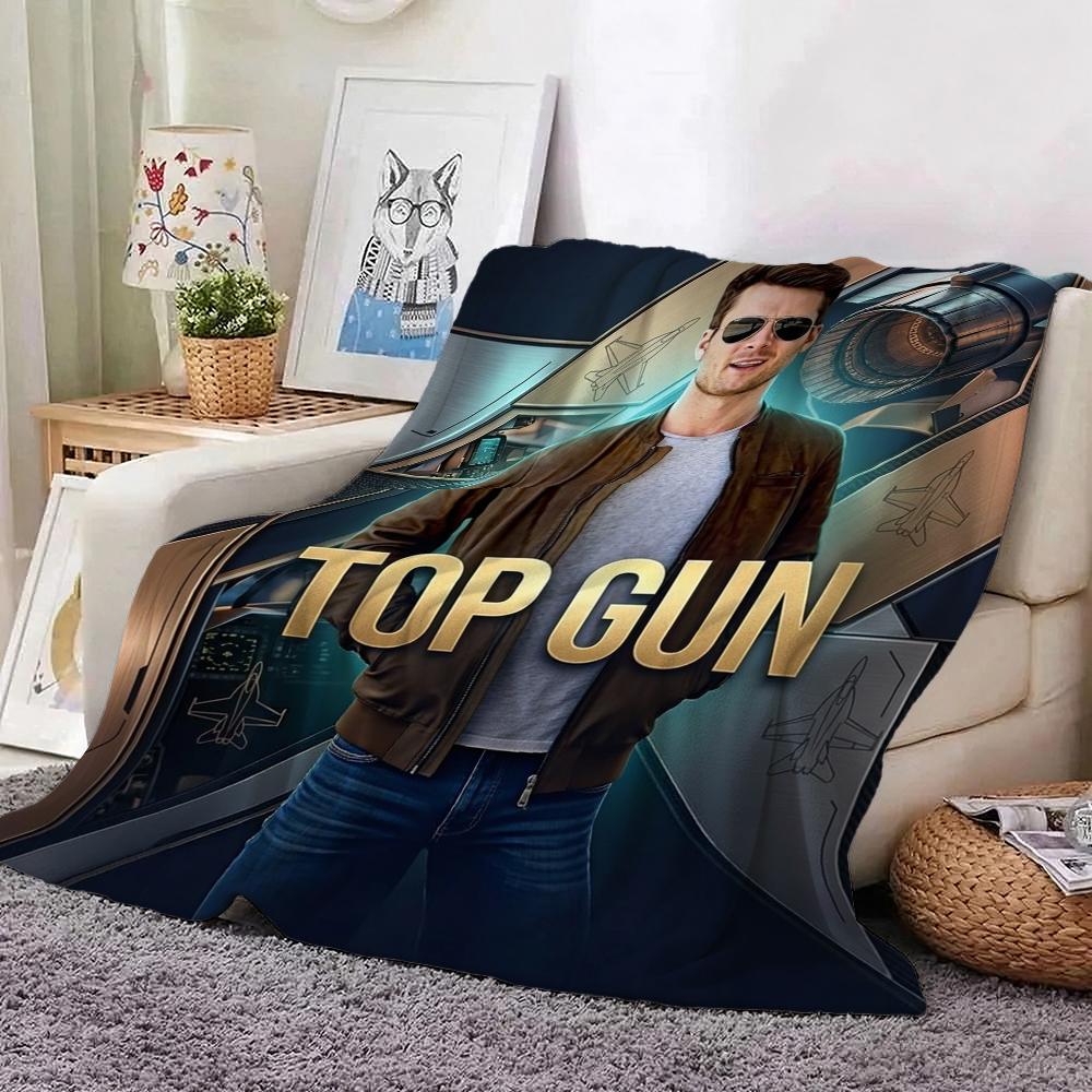 Top Gun Style Fighter Jet Pilot Poster Pattern Theme Flannel Blanket Skinfriendly Warm Throw Blanket For Living Room Office Nap Home Party Decor