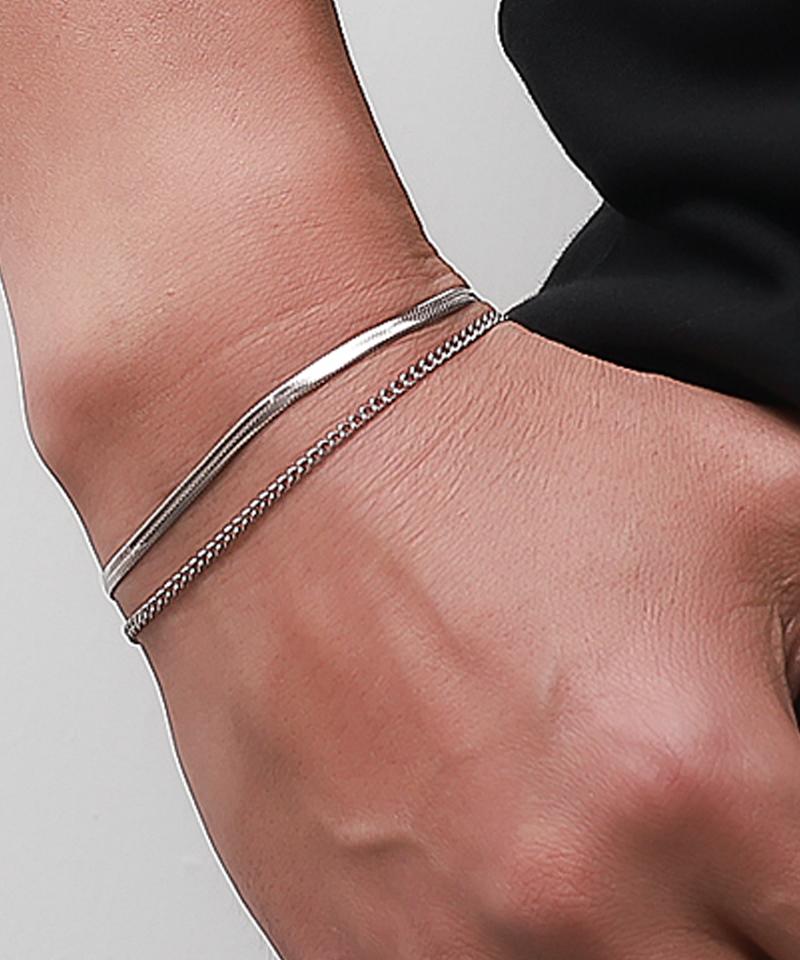 Blancier Fluid Slim Bm261B1283 Layered Snake Chain Men'S Bracelet