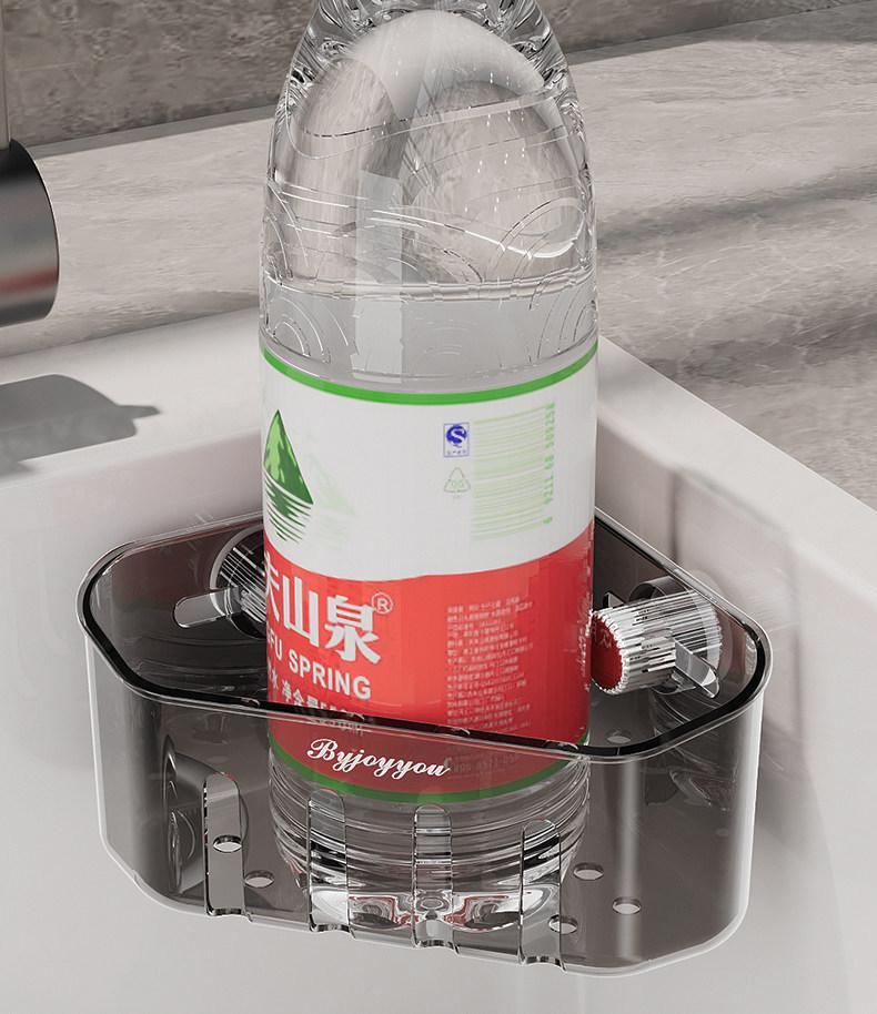 Corner Sink Storage Rack - Multi-functional Sponge & Dish Organizer with Suction Cup Wall Mount