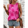Flower Pattern 3D Print Women's Tank Tops Summer O-Neck Casual Vest Off Shoulder Sleeveless Top