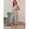 Women Sexy Lace Trim Cami Pajama Two Piece Long Pants Loungewear