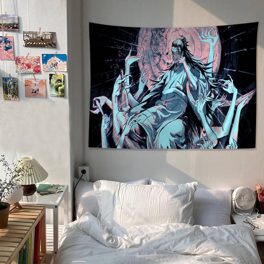 Jujutsu Kaisen Geto Suguru Printed Large Wall Tapestry Hanging Tarot Hippie Wall Rugs Dorm Cheap Hippie Wall Hanging