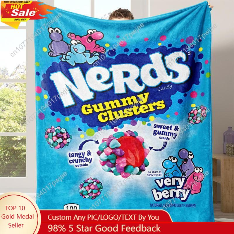 Nerds Gummy Clusters Pattern Blanket, 1 Count Soft Comfortable Warm Throw Blanket, Lightweight Blanket for Home Office Travel Ca 75X95CM