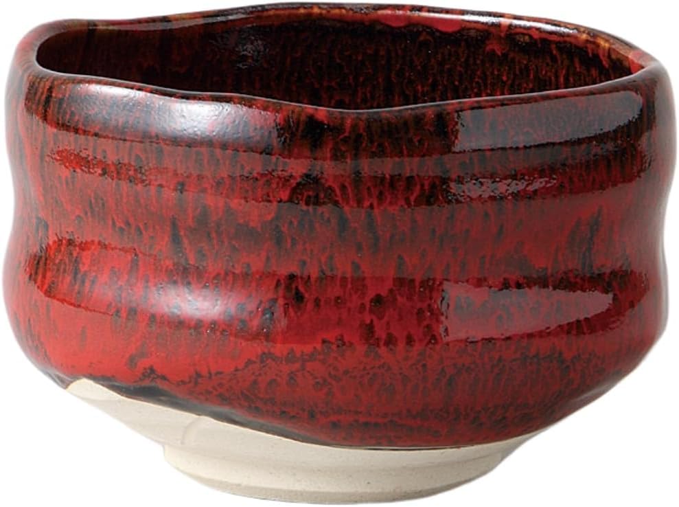 Matcha X Tenmoku Red Flow Mino Made In Japan Ale-net Bowl, 12.6 H8.2cm, Pattern, Ware,