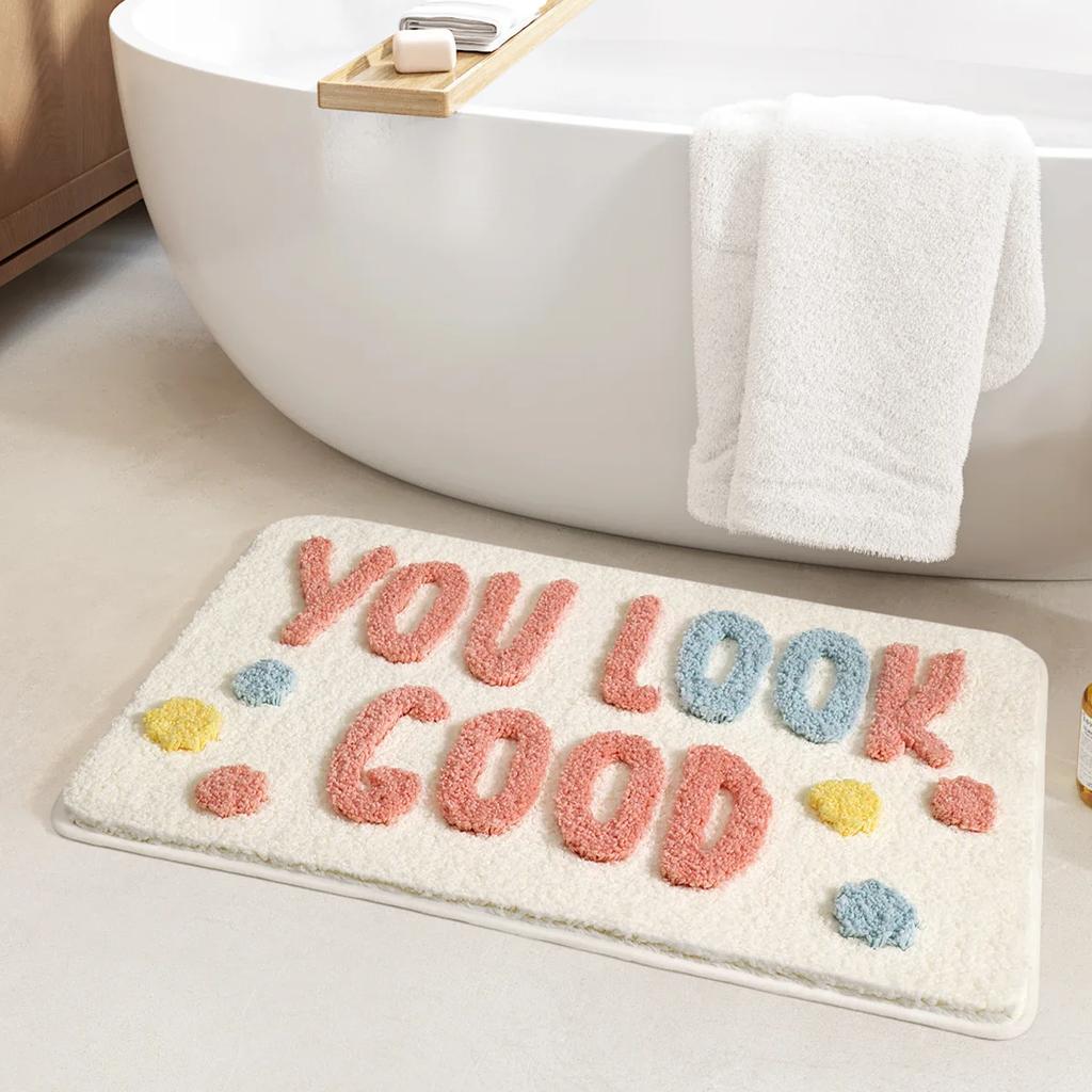 61x110CM Get Naked Tufted Velvet Bath Mats Thickened Microfiber Bathroom Absorbent Quick Drying Foot Mat TPR Anti Slip Rug