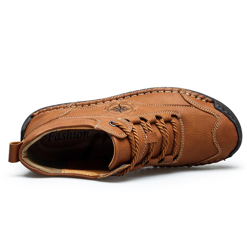 High Top Men Leather Casual Shoes Fashion Sneakers Zapatillas Hombre Spring Autumn Mens Outdoor Shoes Boots Big Size 48 9959