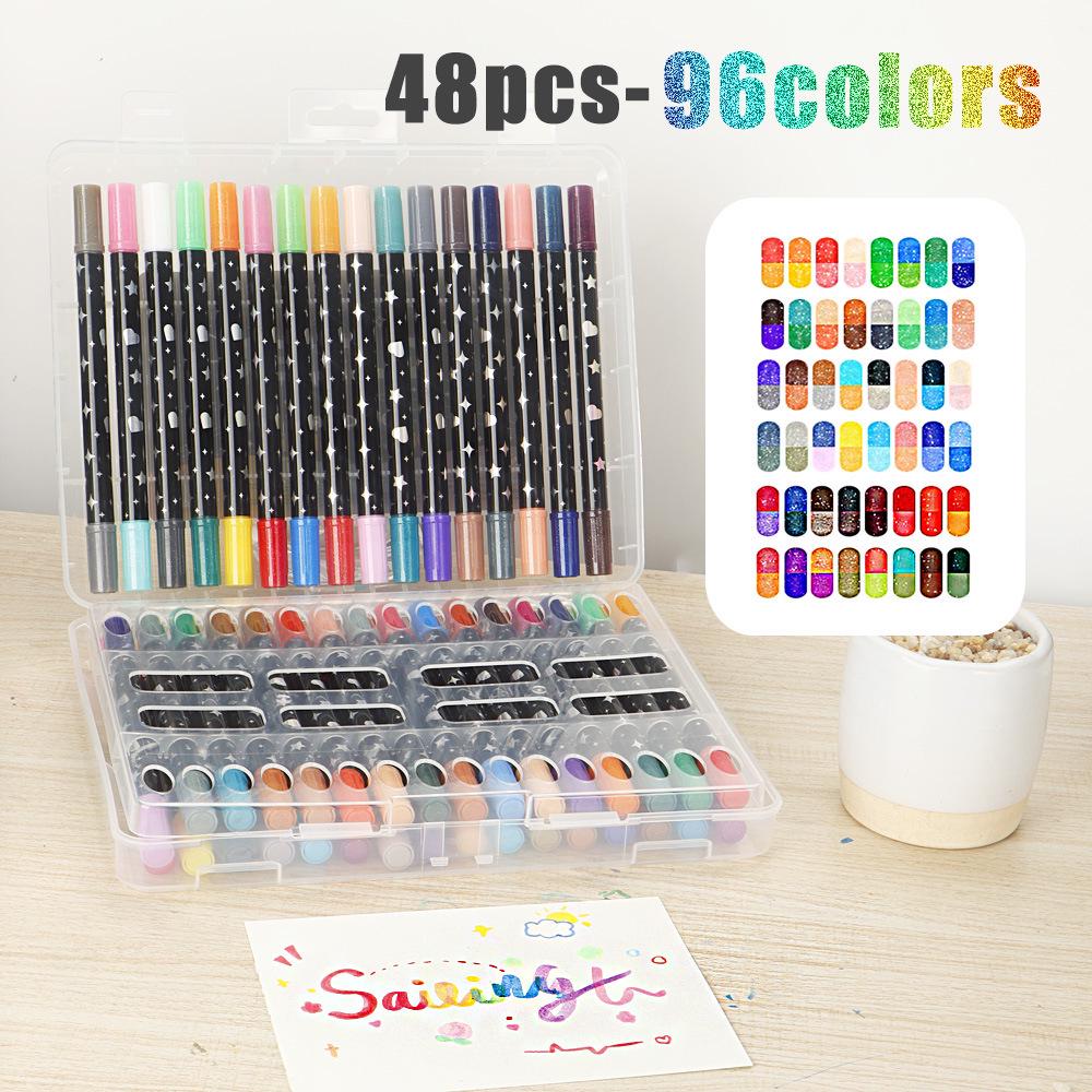 Dual-Color Glitter Brush Pen for Kids - Non-Fading, Bold Soft Tip