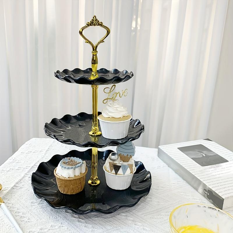 1PACK three-layer cupcake holder, European ruffle or lace dessert tower tray for tea parties, proms and weddings