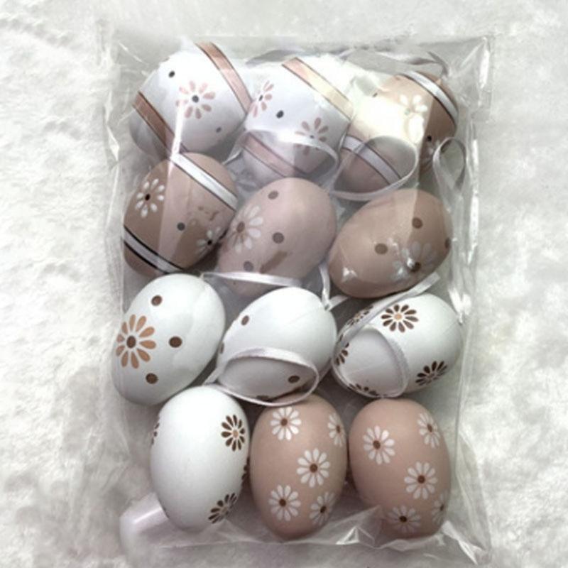 12Pcs Easter Colorful Eggs Handmade Art Ornament Decorative Crafts Supplies for Children Adults DIY Photo Props