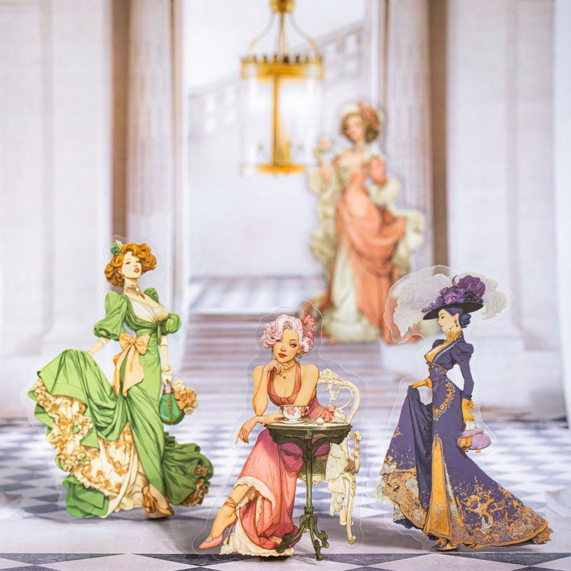 Beautiful Day Retro Characters Sticker Pack - Rococo Banquet Series for DIY Journal Decoration