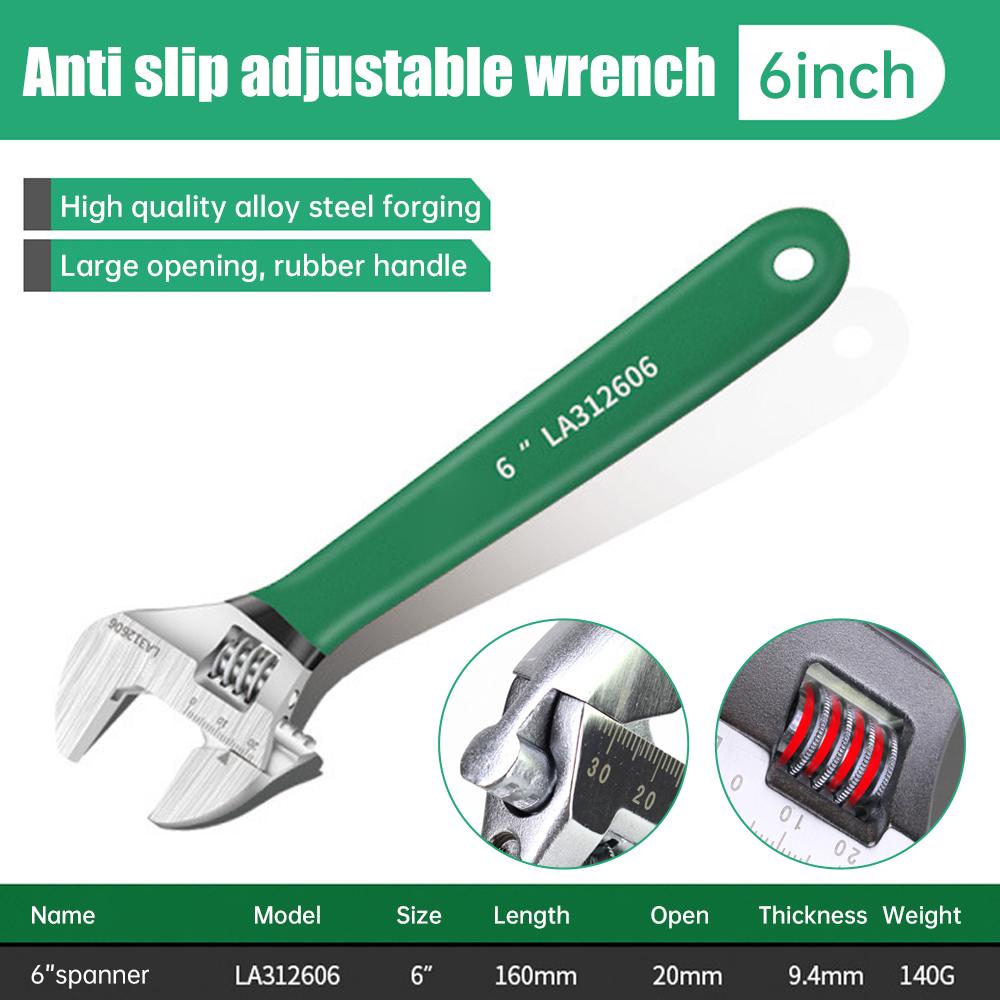 

6 Inch Adjustable Wrench Non-slip handle Monkey Spanner Open End Wrenchs Repair Hand Tool
